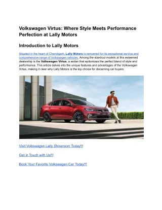 Volkswagen Virtus_ Where Style Meets Performance Perfection at Lally Motors