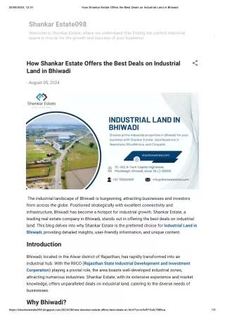 How Shankar Estate Offers the Best Deals on Industrial Land in Bhiwadi