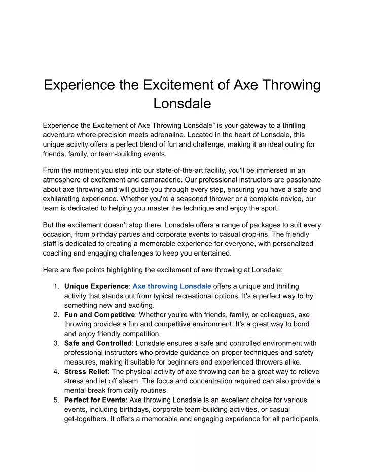 experience the excitement of axe throwing lonsdale