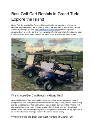 Best Golf Cart Rentals in Grand Turk_ Explore the Island