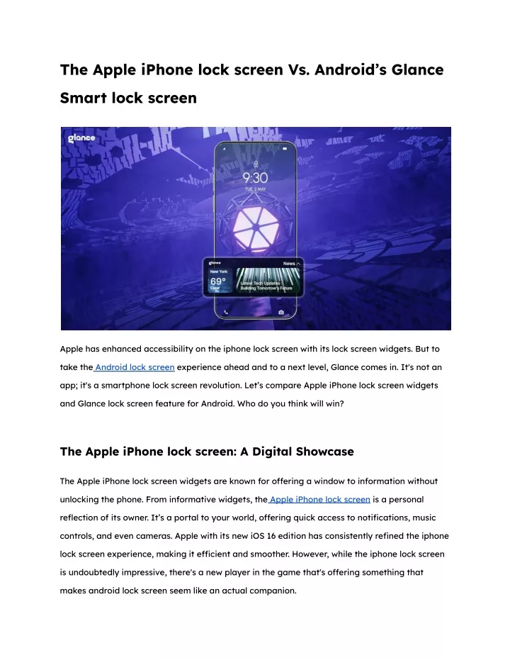 the apple iphone lock screen vs android s glance