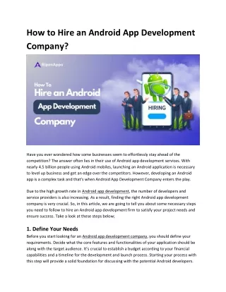 how to hire an android app development company