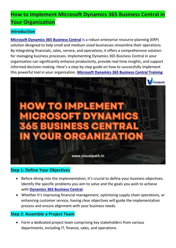 how to implement microsoft dynamics 365 business