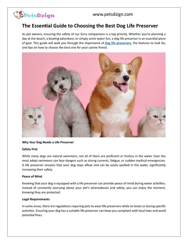 The Essential Guide to Choosing the Best Dog Life Preserver