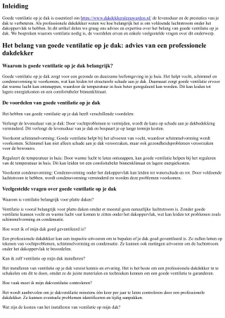 Het belang van goede ventilatie op je dak: advies van een professionele dakdekke