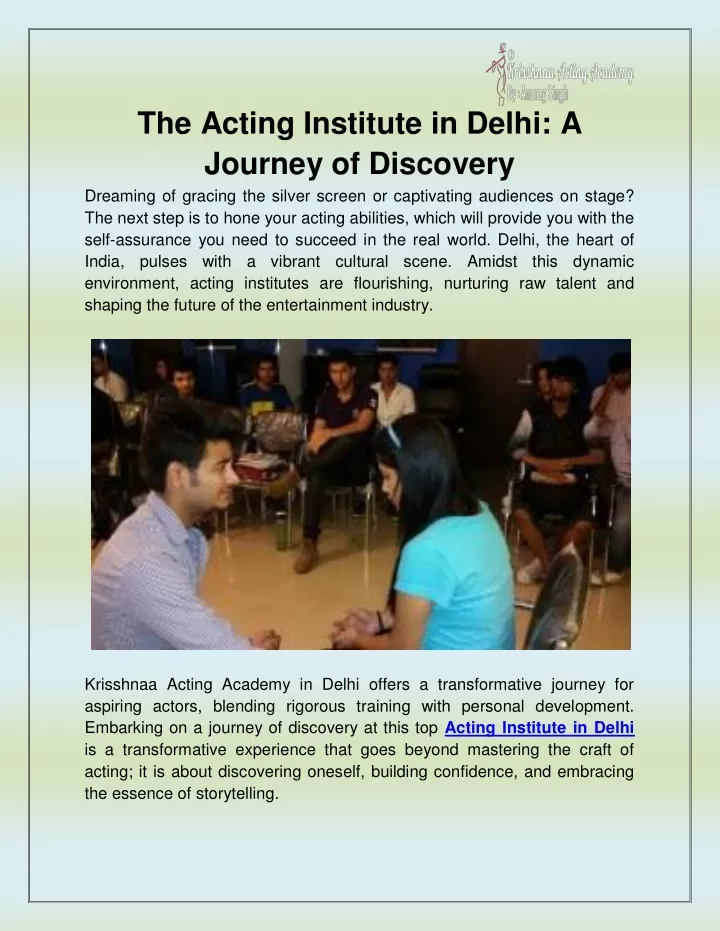 the acting institute in delhi a journey