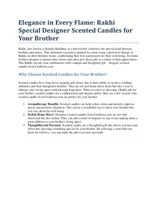 Elegance in Every Flame: Rakhi Special Designer Scented Candles for Your Brother