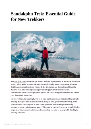 Sandakphu Trek's Essential E-Book Guide for New Trekkers