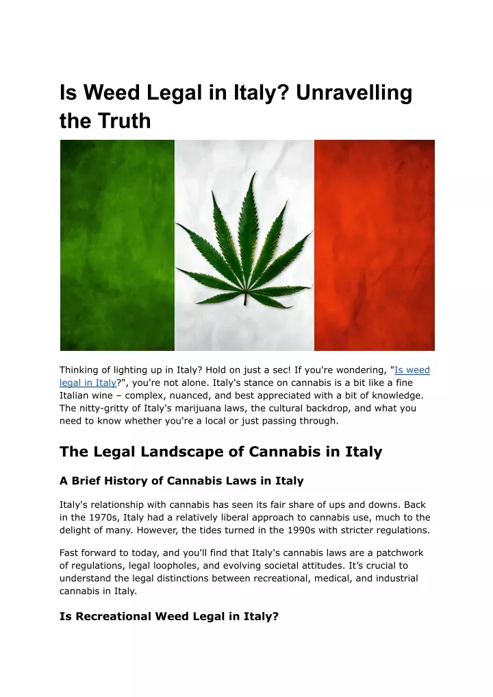 is weed legal in italy unravelling the truth