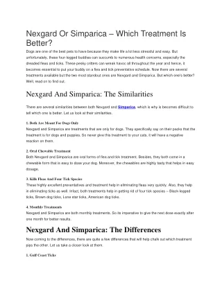 nexgard or simparica which treatment is better