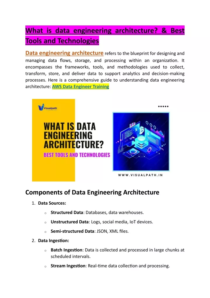 what is data engineering architecture best tools