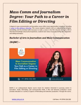 Mass Comm and Journalism Degree Your Path to a Career in Film Editing or Directi