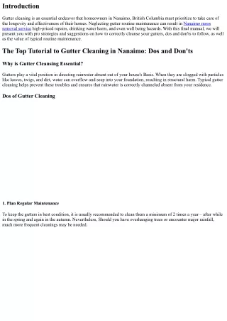 The final word Guidebook to Gutter Cleaning in Nanaimo: Dos and Don'ts