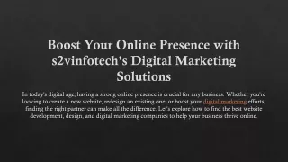 Boost Your Online Presence with s2vinfotech's Digital Marketing