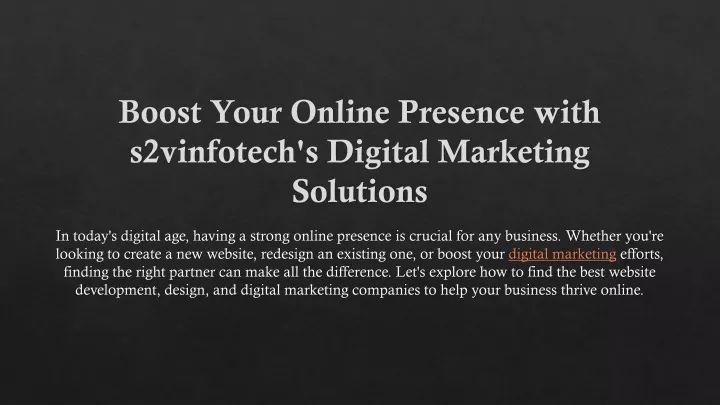 boost your online presence with s2vinfotech s digital marketing solutions