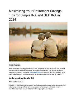 Maximizing Your Retirement Savings_ Tips for Simple IRA and SEP IRA in 2024