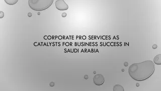 Corporate Pro Services as Catalysts for Business Success in Saudi Arabia