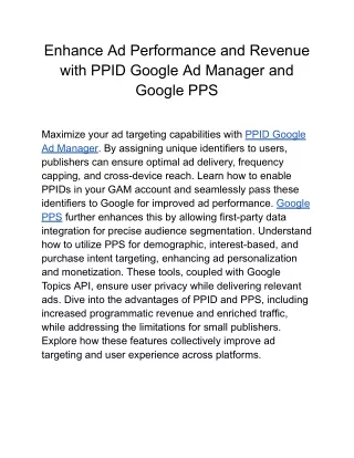 PPID Google Ad Manager and Google PPS