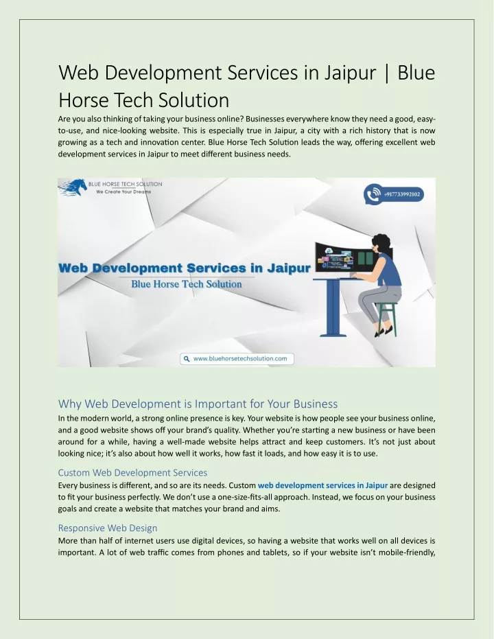 web development services in jaipur blue horse