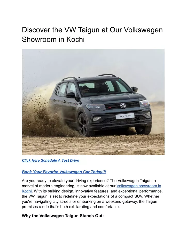 discover the vw taigun at our volkswagen showroom