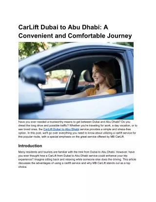 carlift dubai to abu dhabi a convenient