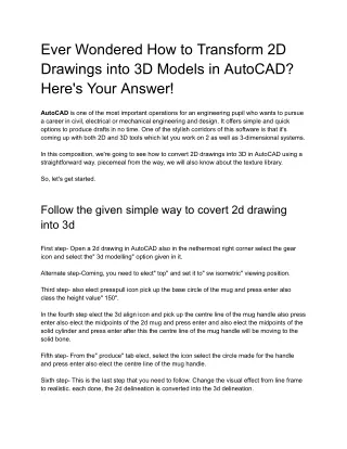 ever wondered how to transform 2d drawings into