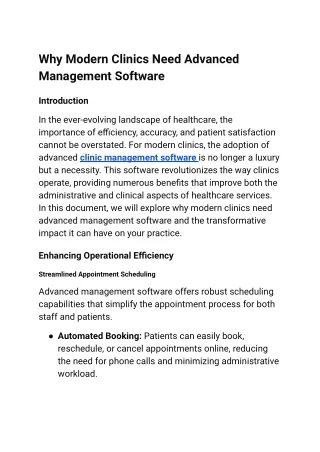 Why Modern Clinics Need Advanced Management Software