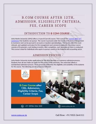 BCom Course after 12th, Admission, Eligibility Criteria, Fee, Career Scope