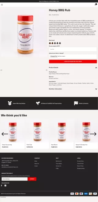private label Honey Barbecue Rub | Success Seasonings