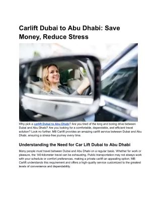 Carlift Dubai to Abu Dhabi_ Save Money, Reduce Stress with MB Carlift