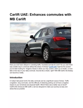 Carlift UAE_ Enhances commutes with MB Carlift