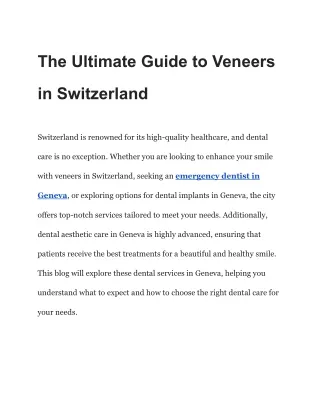 The Ultimate Guide to Veneers in Switzerland
