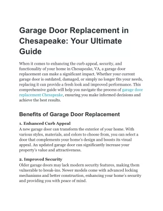 Garage door replacement Chesapeake