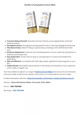Benefits of Using Eyebrow Serum Malta