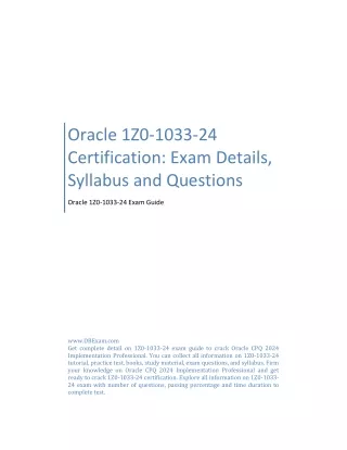 Oracle 1Z0-1033-24 Certification: Exam Details, Syllabus and Questions