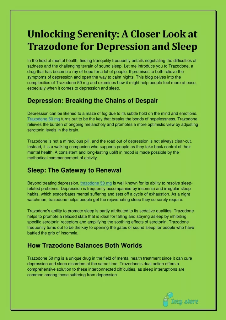 unlocking serenity a closer look at trazodone