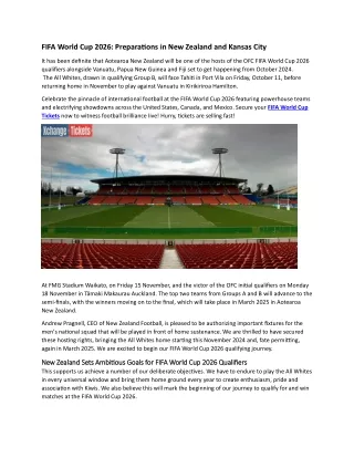 fifa world cup 2026 preparations in new zealand