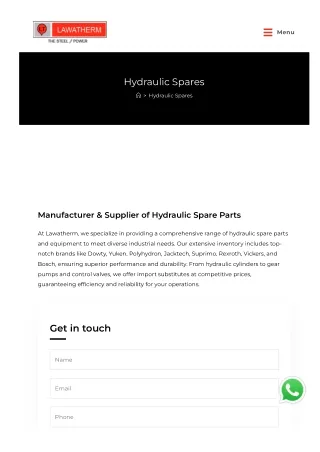 Manufacturer and Supplier of Hydraulic Spare Parts in India