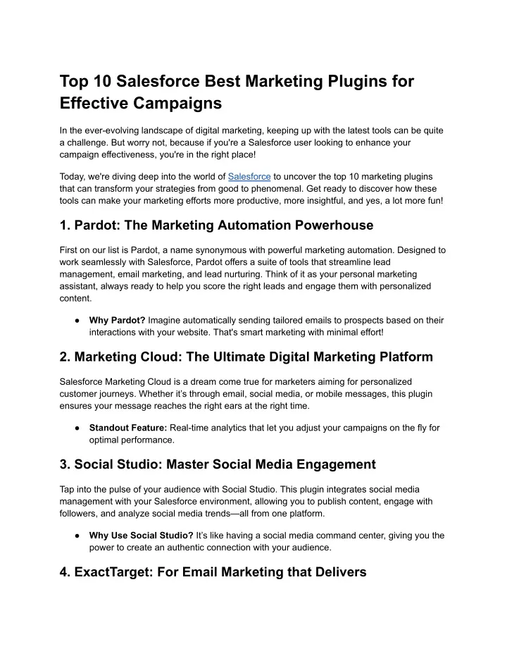 top 10 salesforce best marketing plugins