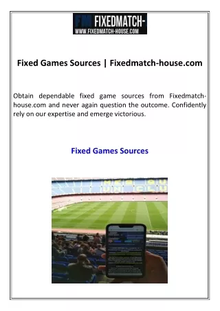 Fixed Games Sources Fixedmatch-house.com