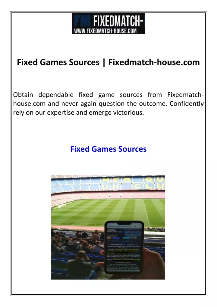 fixed games sources fixedmatch house com