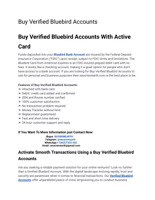 Secure Your Transactions with Buy Verified Bluebird Accounts
