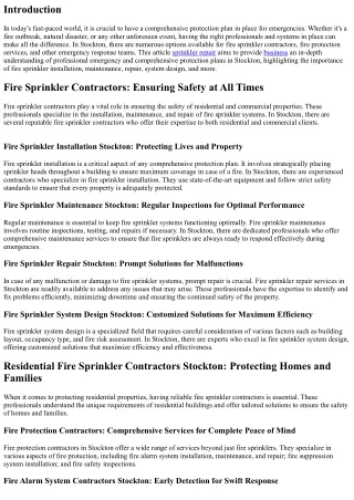 Professional Emergency and Comprehensive Protection Plans in Stockton