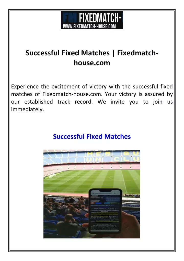 successful fixed matches fixedmatch house com