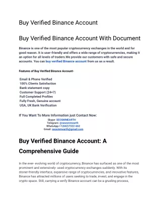 Secure Your Transactions with Buy Verified Binance Account