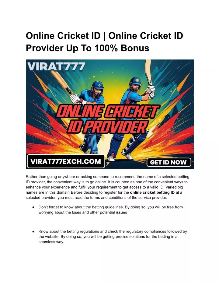 online cricket id online cricket id provider