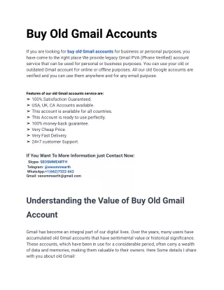 Secure Your Transactions with Buy Old Gmail Accounts