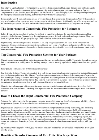 The Role and Importance of Routine Fire Drills in Commercial Fire Protection