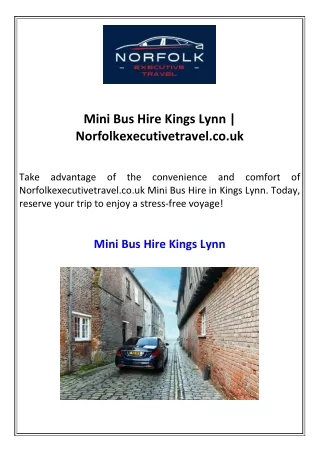 Mini Bus Hire Kings Lynn  Norfolkexecutivetravel.co.uk