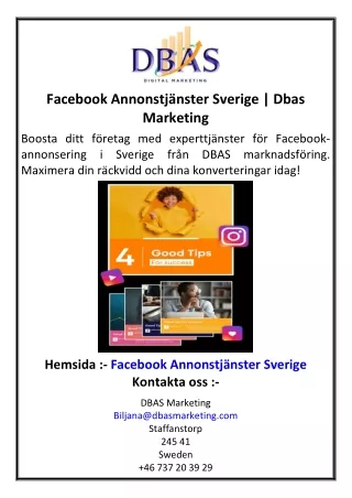 Facebook Annonstjänster Sverige | Dbas Marketing